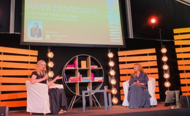 Anya Hindmarch with Camilla Morton at Wimbledon Bookfest