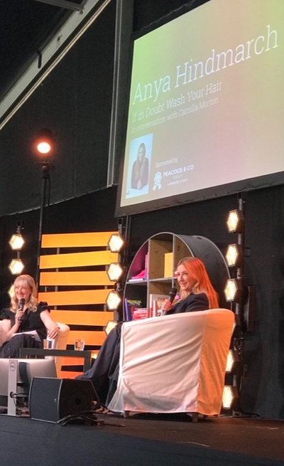 Anya Hindmarch with Camilla Morton at Wimbledon Bookfest