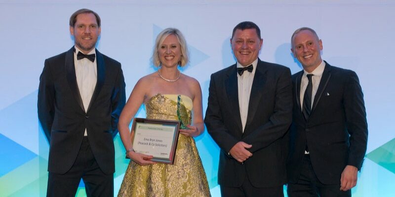 Ema Bryn Jones receiving her Surrey Legal Award for Property Lawyer of the Year