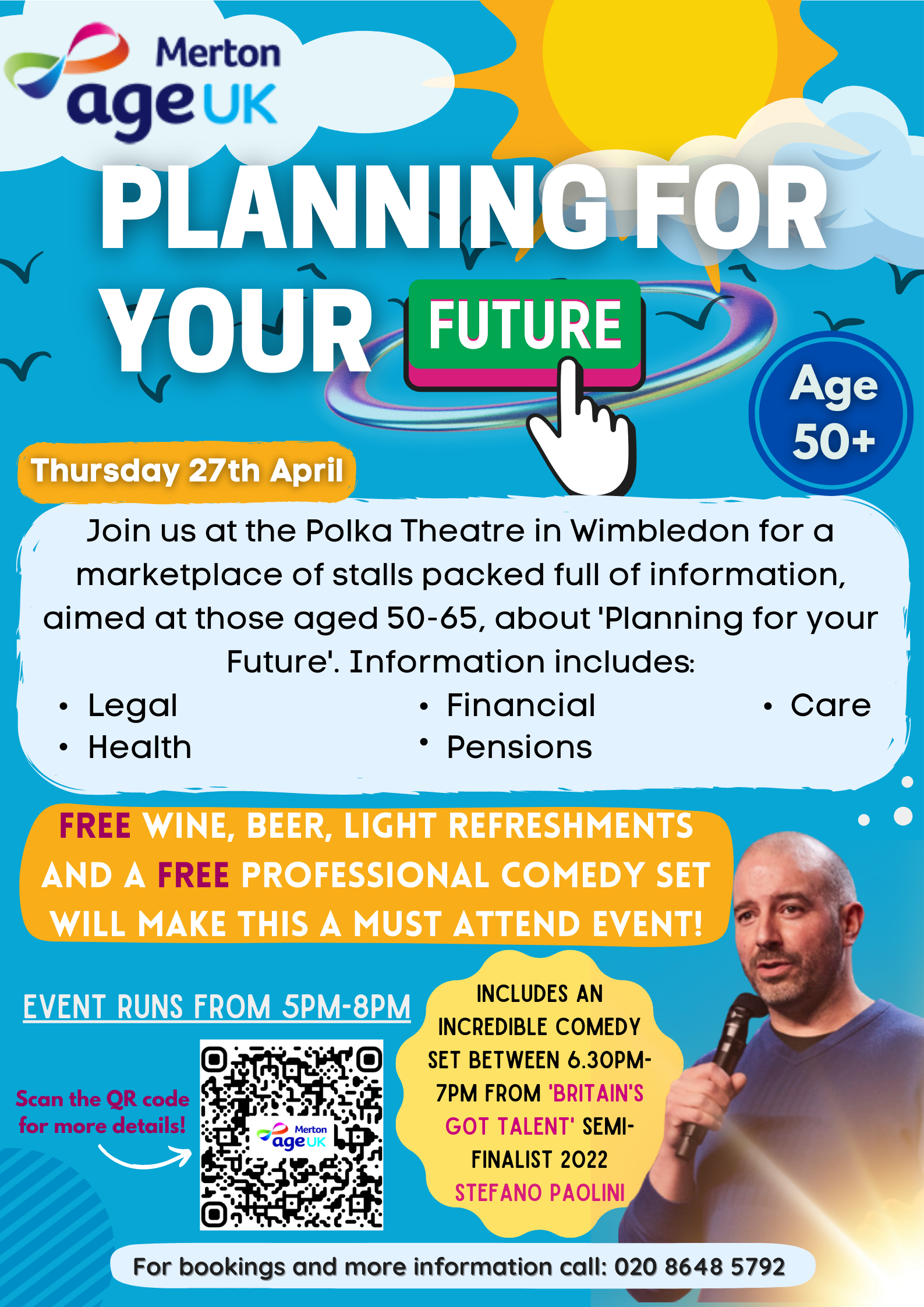Age UK Merton Planning for Your Future event poster.