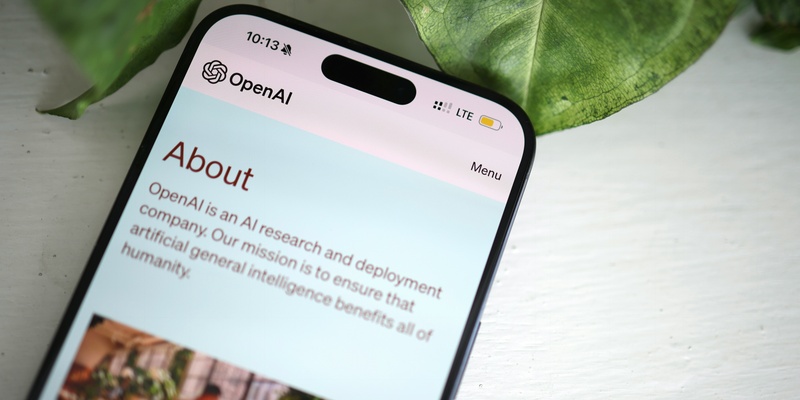 Mobile phone displaying OpenAI's ChatGPT function to represent AI (Artificial Intelligence).